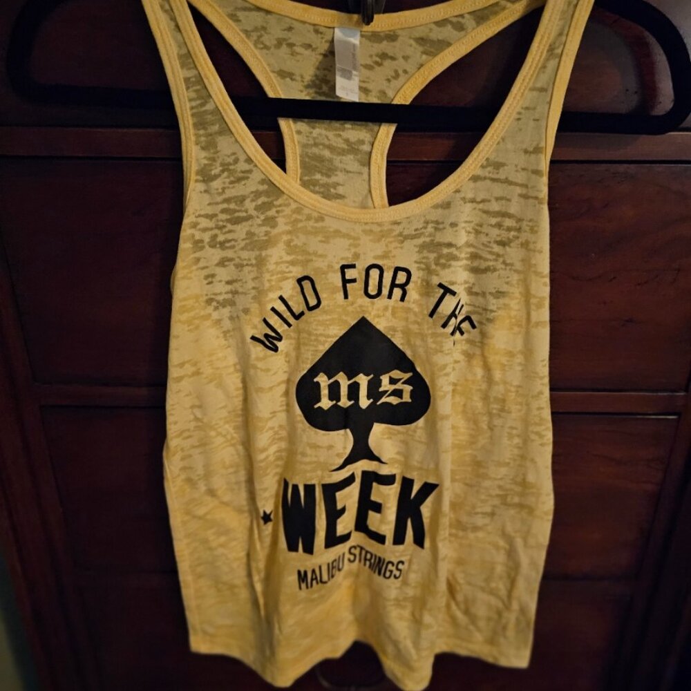 Tank top, yellow, black spade. QOS